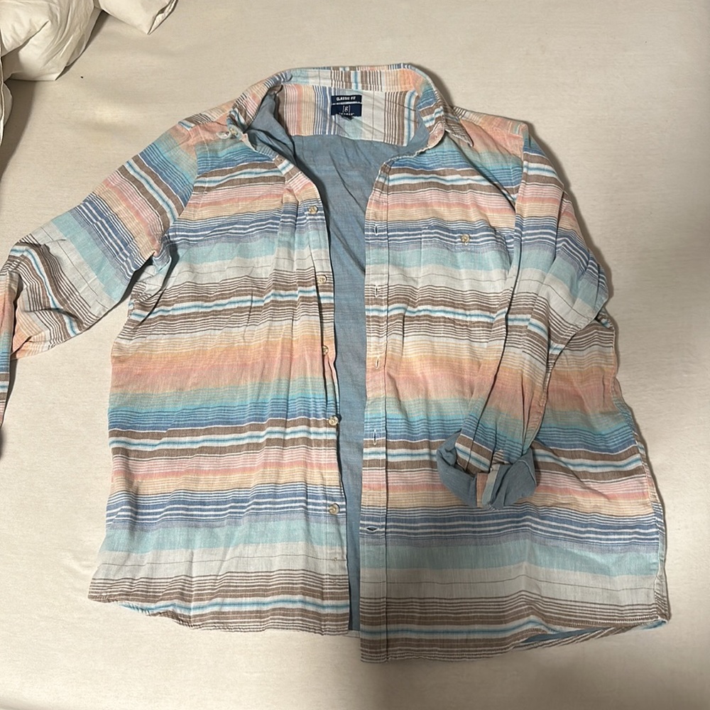 George striped button up